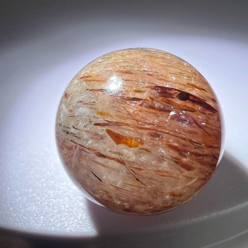 Golden Rutilated Quartz Marble Sphere - Picture 8 of 13